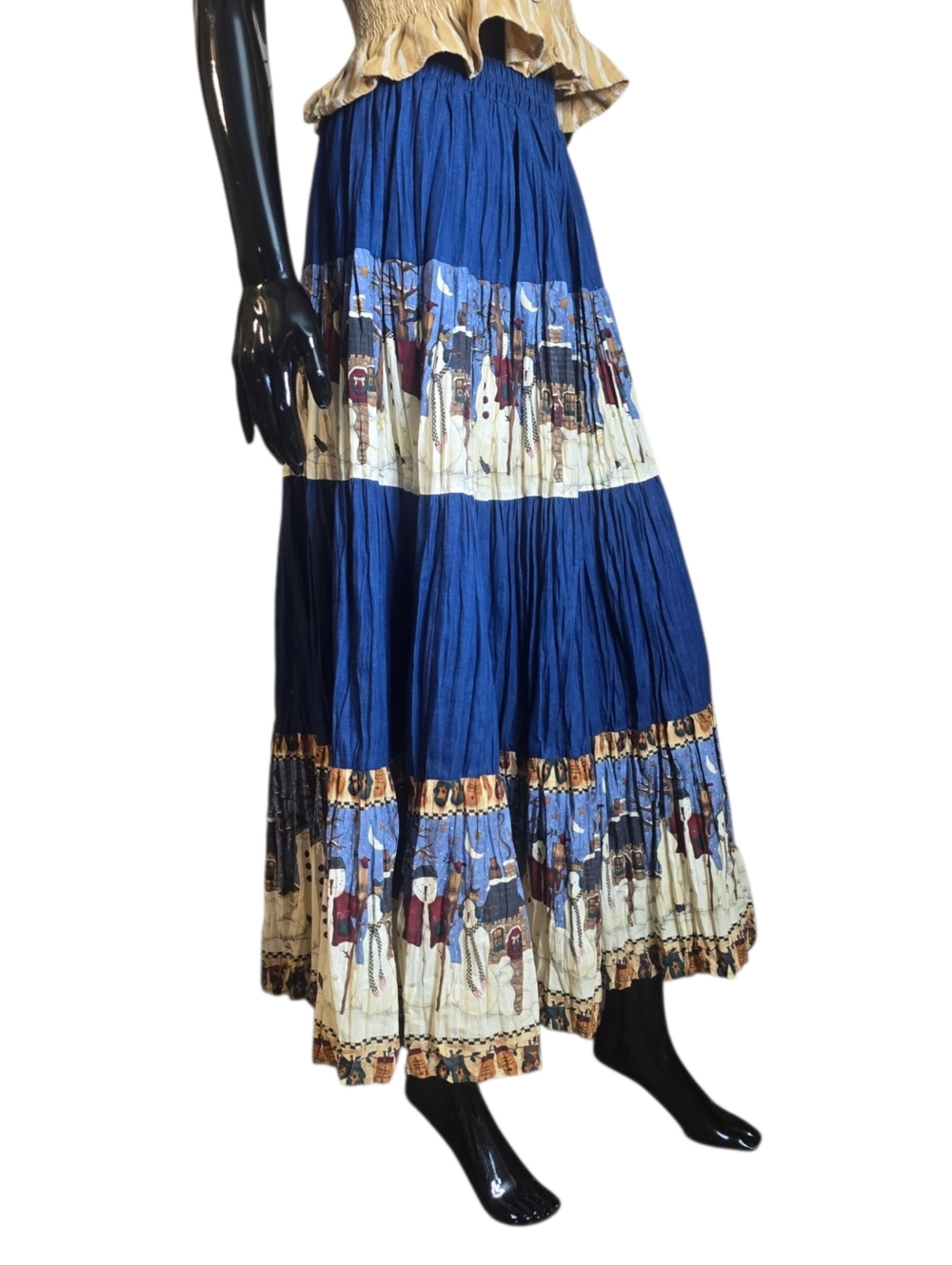 Vintage 90s On the Verge Snowman Christmas Broomstick Skirt | Size Medium
